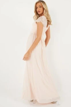 Nude Lace Sweetheart Maxi Dress -Women Clothing Sales Store 00100023121 XB