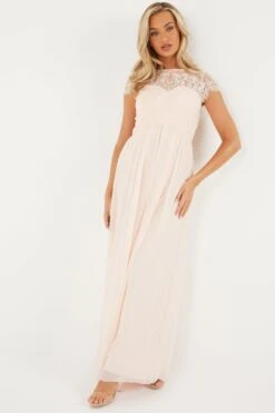 Nude Lace Sweetheart Maxi Dress -Women Clothing Sales Store 00100023121 XM