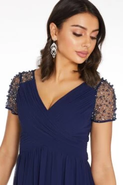 Navy Wrap Embellished Maxi Dress 11 Navy Wrap Embellished Maxi Dress -Women Clothing Sales Store 00100023194 ZS