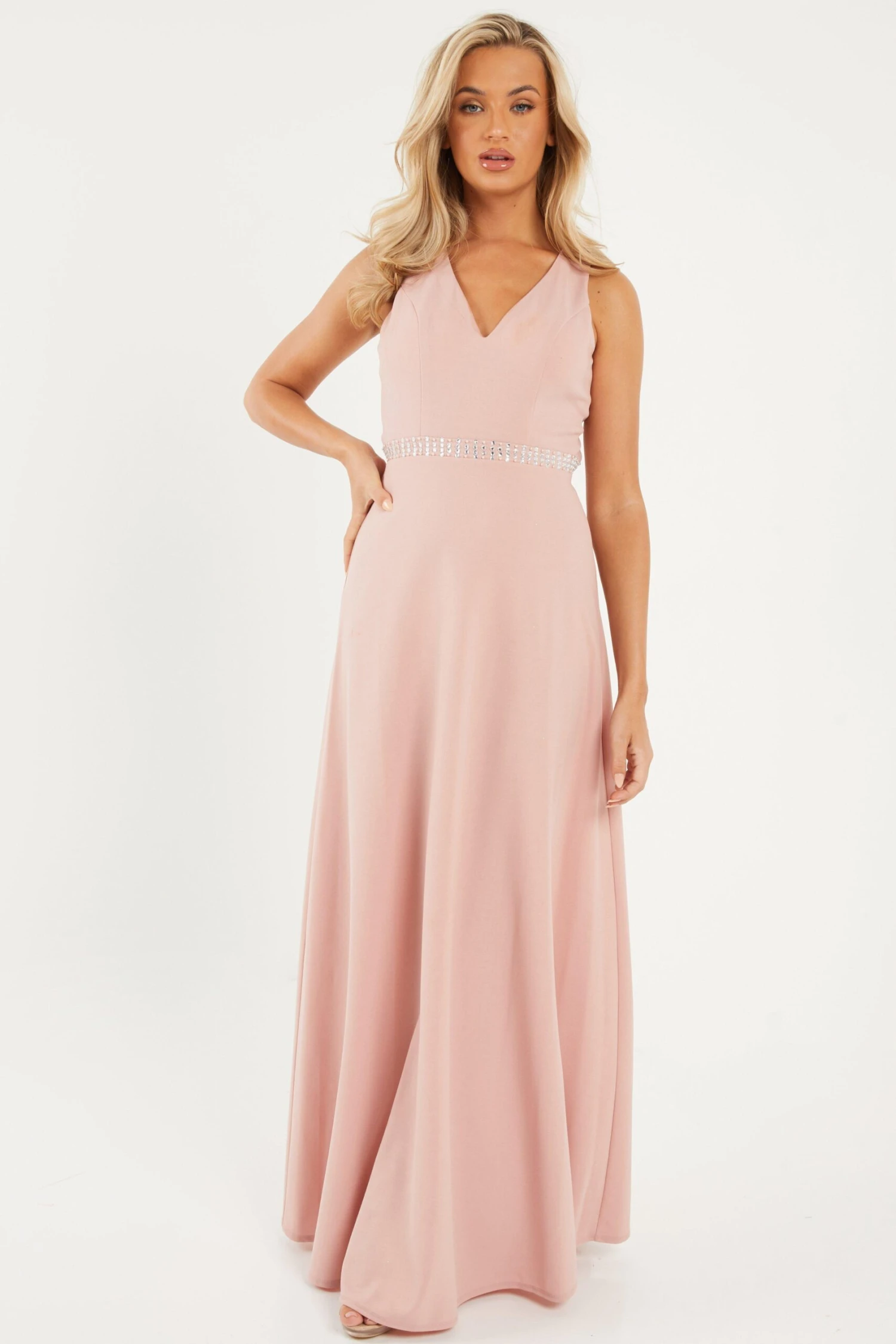 Pink Embellished Cross Back Maxi 2 Pink Embellished Cross Back Maxi - Image 2