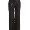 Black Sequin High Waist Palazzo Trousers -Women Clothing Sales Store 00100024443 ZM