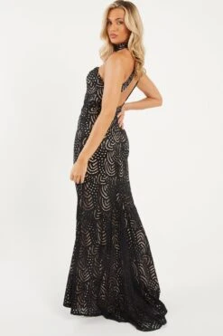 Black Lace Fishtail Maxi Dress 8 Black Lace Fishtail Maxi Dress -Women Clothing Sales Store 00100026146 XB