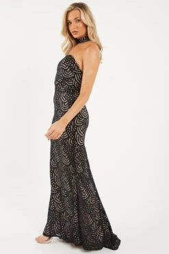 Black Lace Fishtail Maxi Dress 9 Black Lace Fishtail Maxi Dress -Women Clothing Sales Store 00100026146 XS