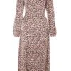 Pink Animal Print Midi Dress -Women Clothing Sales Store 00100031402 ZM