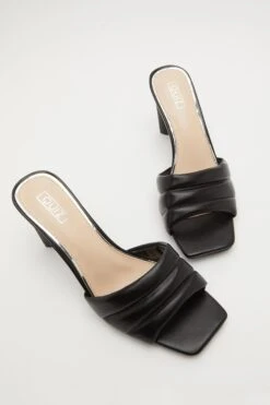 Black Padded Mule Sandals -Women Clothing Sales Store 00100032842 XS