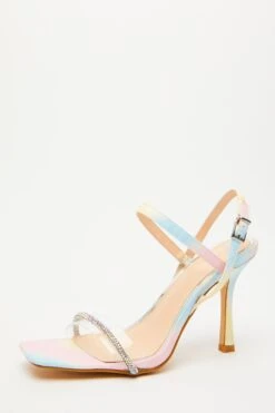 Multicoloured Diamante Heeled Sandals -Women Clothing Sales Store 00100032942 XB