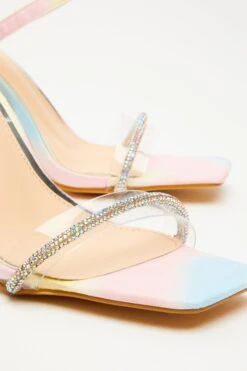 Multicoloured Diamante Heeled Sandals -Women Clothing Sales Store 00100032942 ZB