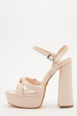 Pink Platform Knot Heeled Sandals