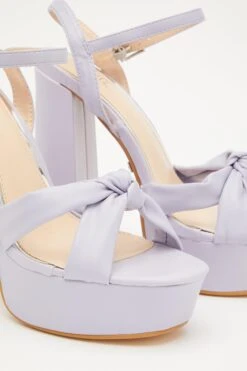 Lilac Platform Knot Heeled Sandals -Women Clothing Sales Store 00100032960 ZB