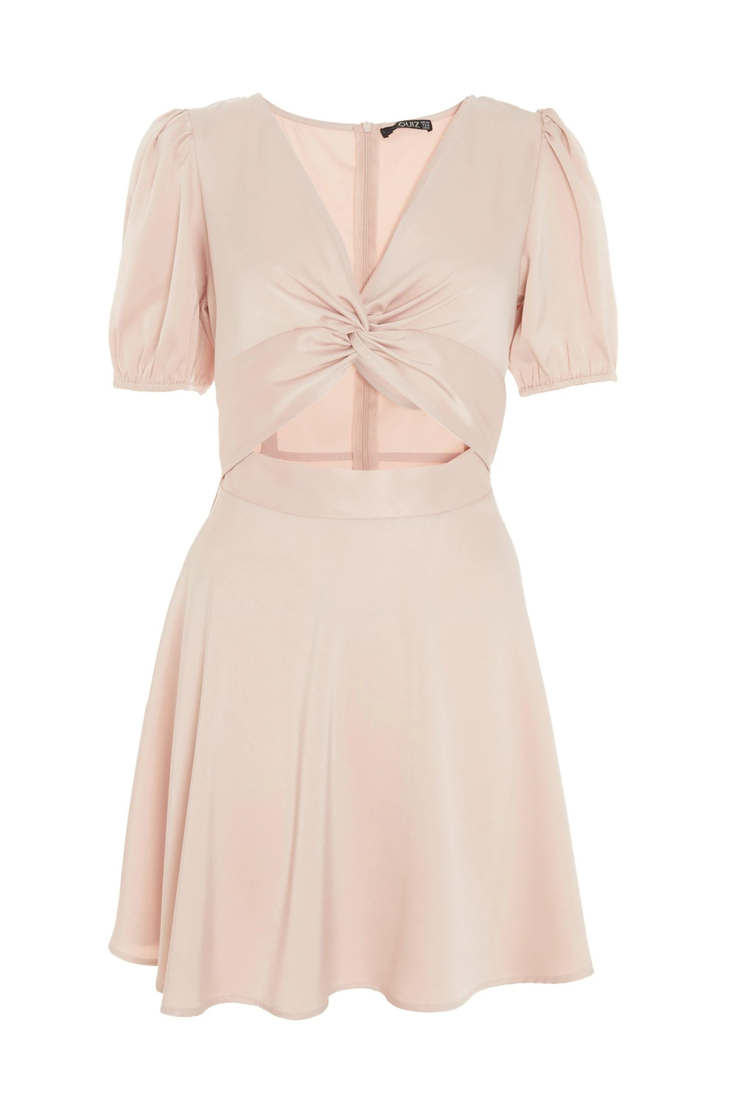 Pink Satin Cut Out Skater Dress 1 Pink Satin Cut Out Skater Dress