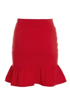 Red Ruched Mini Skirt -Women Clothing Sales Store 00100034082 ZB