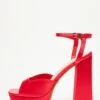 Red Satin Platform Heeled Sandals -Women Clothing Sales Store 00100034501 ZM