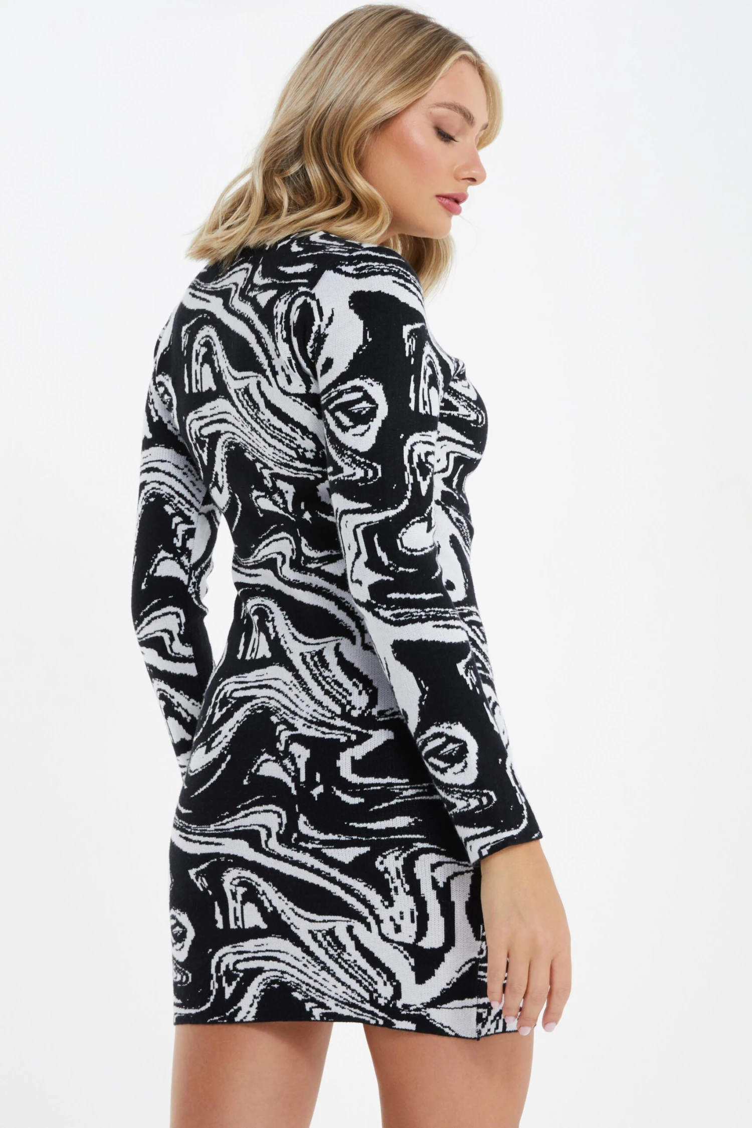 Black Marble Print Mini Jumper Dress 3 Black Marble Print Mini Jumper Dress - Image 3