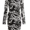 Black Marble Print Mini Jumper Dress 12 Black Marble Print Mini Jumper Dress -Women Clothing Sales Store 00100034803 ZM