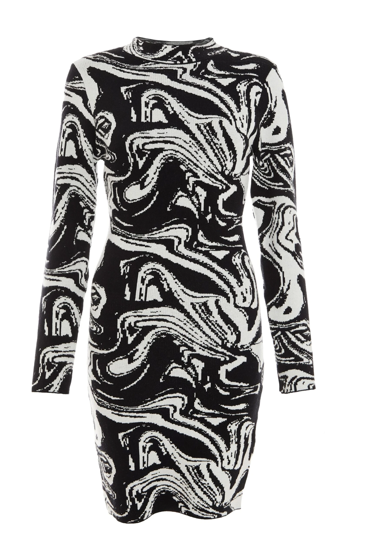 Black Marble Print Mini Jumper Dress 1 Black Marble Print Mini Jumper Dress