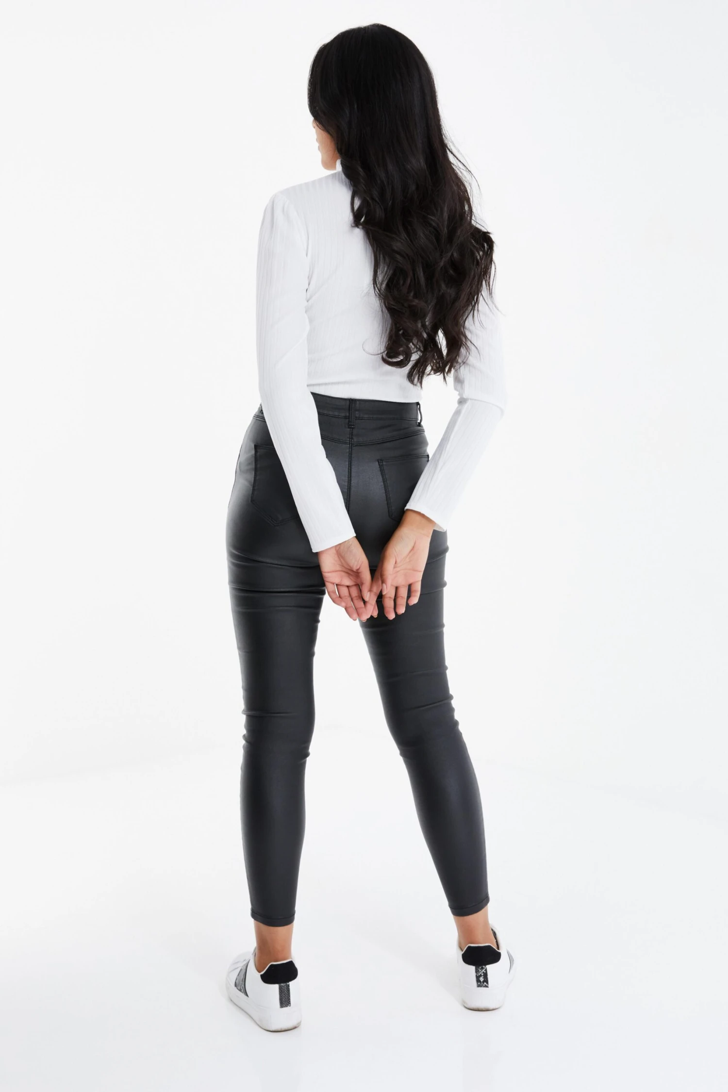 Petite Black Faux Leather Skinny Jeans 3 Petite Black Faux Leather Skinny Jeans - Image 3