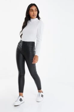 Petite Black Faux Leather Skinny Jeans 9 Petite Black Faux Leather Skinny Jeans -Women Clothing Sales Store 00100034822 XS