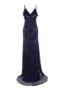 Navy Sequin Maxi Dress -Women Clothing Sales Store 00100034938 ZB