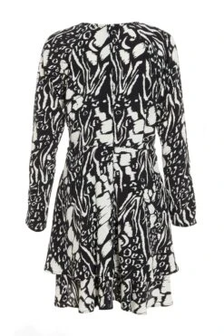 Black Animal Print Mini Dress -Women Clothing Sales Store 00100035021 ZB