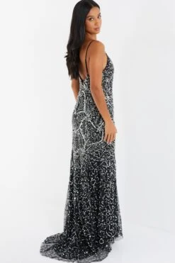 Petite Black Sequin Maxi Dress 8 Petite Black Sequin Maxi Dress -Women Clothing Sales Store 00100035040 XB