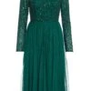 Petite Green Embellished Tulle Midi Dress 13 Petite Green Embellished Tulle Midi Dress -Women Clothing Sales Store 00100035042 ZM