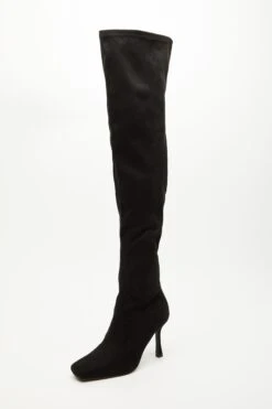 Black Over The Knee Heeled Boots -Women Clothing Sales Store 00100035048 XB