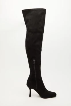 Black Over The Knee Heeled Boots -Women Clothing Sales Store 00100035048 ZS