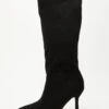 Black Faux Suede Knee High Heeled Boots 13 Black Faux Suede Knee High Heeled Boots -Women Clothing Sales Store 00100035066 ZM