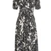 Petite Black Animal Print Midi Dress