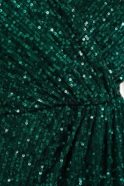 Green Sequin Batwing Maxi Dress -Women Clothing Sales Store 00100035142 ZS