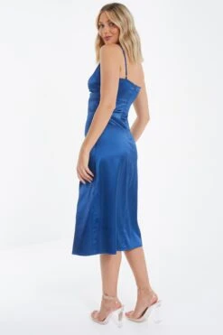 Navy Satin Cut Out Midi Dress 8 Navy Satin Cut Out Midi Dress -Women Clothing Sales Store 00100035219 XB
