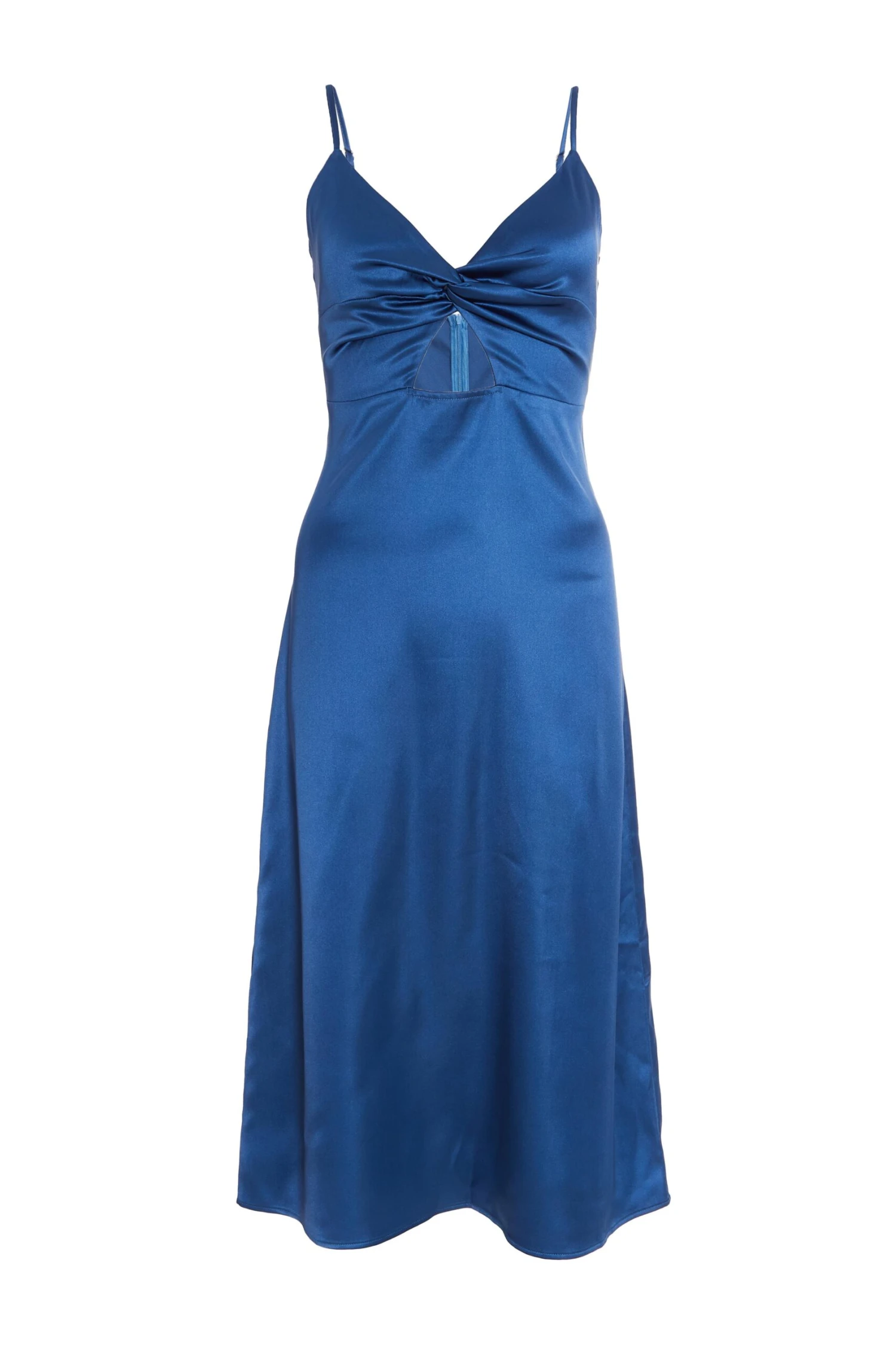 Navy Satin Cut Out Midi Dress 1 Navy Satin Cut Out Midi Dress