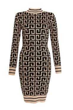 Stone Geometric Mini Jumper Dress