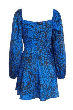 Petite Royal Blue Animal Print Mini Dress 10 Petite Royal Blue Animal Print Mini Dress -Women Clothing Sales Store 00100035337 ZB