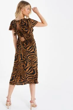 Petite Rust Animal Print Midi Dress 8 Petite Rust Animal Print Midi Dress -Women Clothing Sales Store 00100035338 XB
