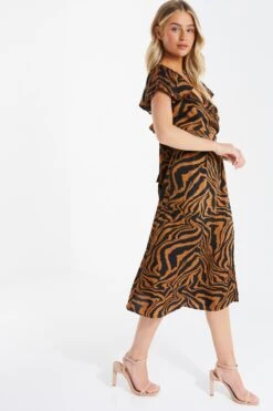 Petite Rust Animal Print Midi Dress 9 Petite Rust Animal Print Midi Dress -Women Clothing Sales Store 00100035338 XS