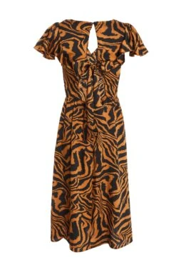 Petite Rust Animal Print Midi Dress 10 Petite Rust Animal Print Midi Dress -Women Clothing Sales Store 00100035338 ZB