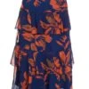 Orange Floral Chiffon Tiered Midi Skirt 13 Orange Floral Chiffon Tiered Midi Skirt -Women Clothing Sales Store 00100035490 ZM