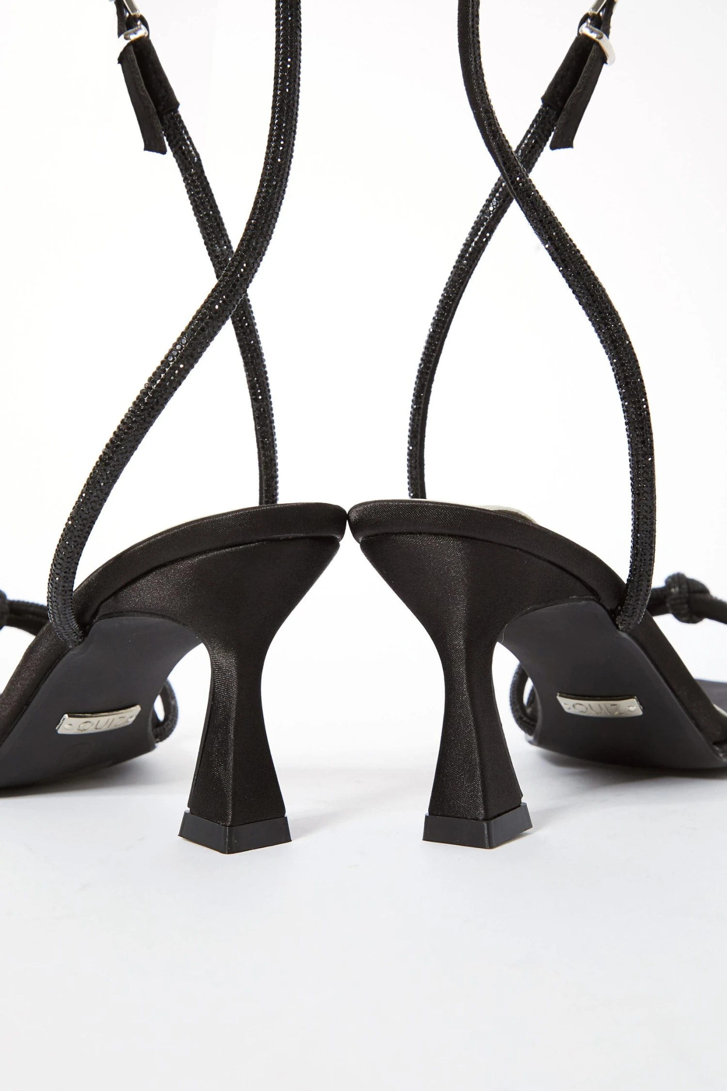 Black Satin Diamante Knot Heels 3 Black Satin Diamante Knot Heels - Image 3