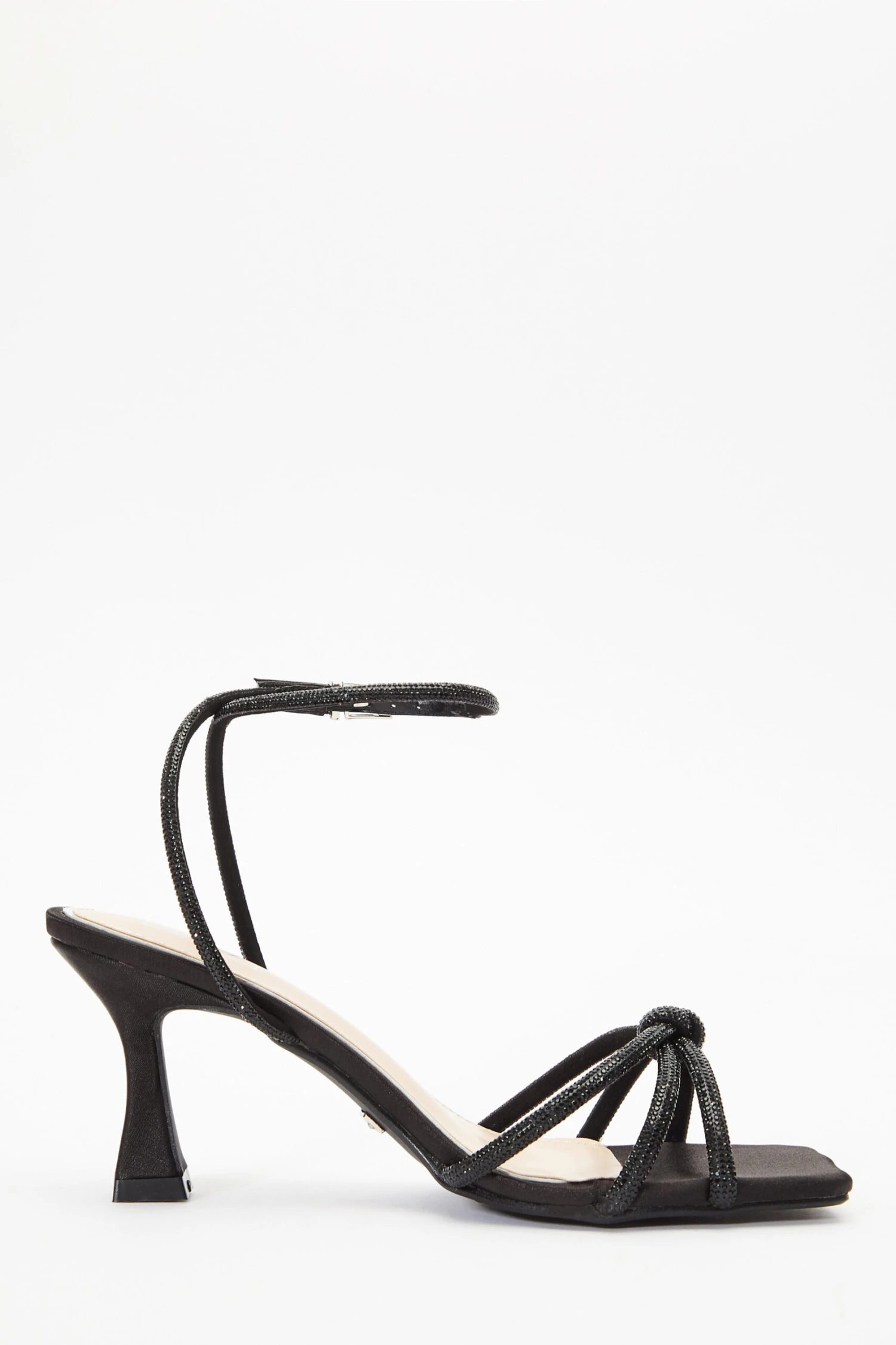 Black Satin Diamante Knot Heels 6 Black Satin Diamante Knot Heels - Image 6