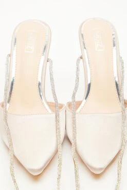Champagne Satin Diamante Court Heels -Women Clothing Sales Store 00100035607 XS