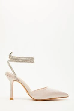 Champagne Satin Diamante Court Heels -Women Clothing Sales Store 00100035607 ZS