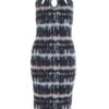 Petite Stone Marble Print Mesh Midi Dress -Women Clothing Sales Store 00100035640 ZM