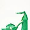 Green Satin Jewel Platform Heeled Sandals -Women Clothing Sales Store 00100035676 ZM