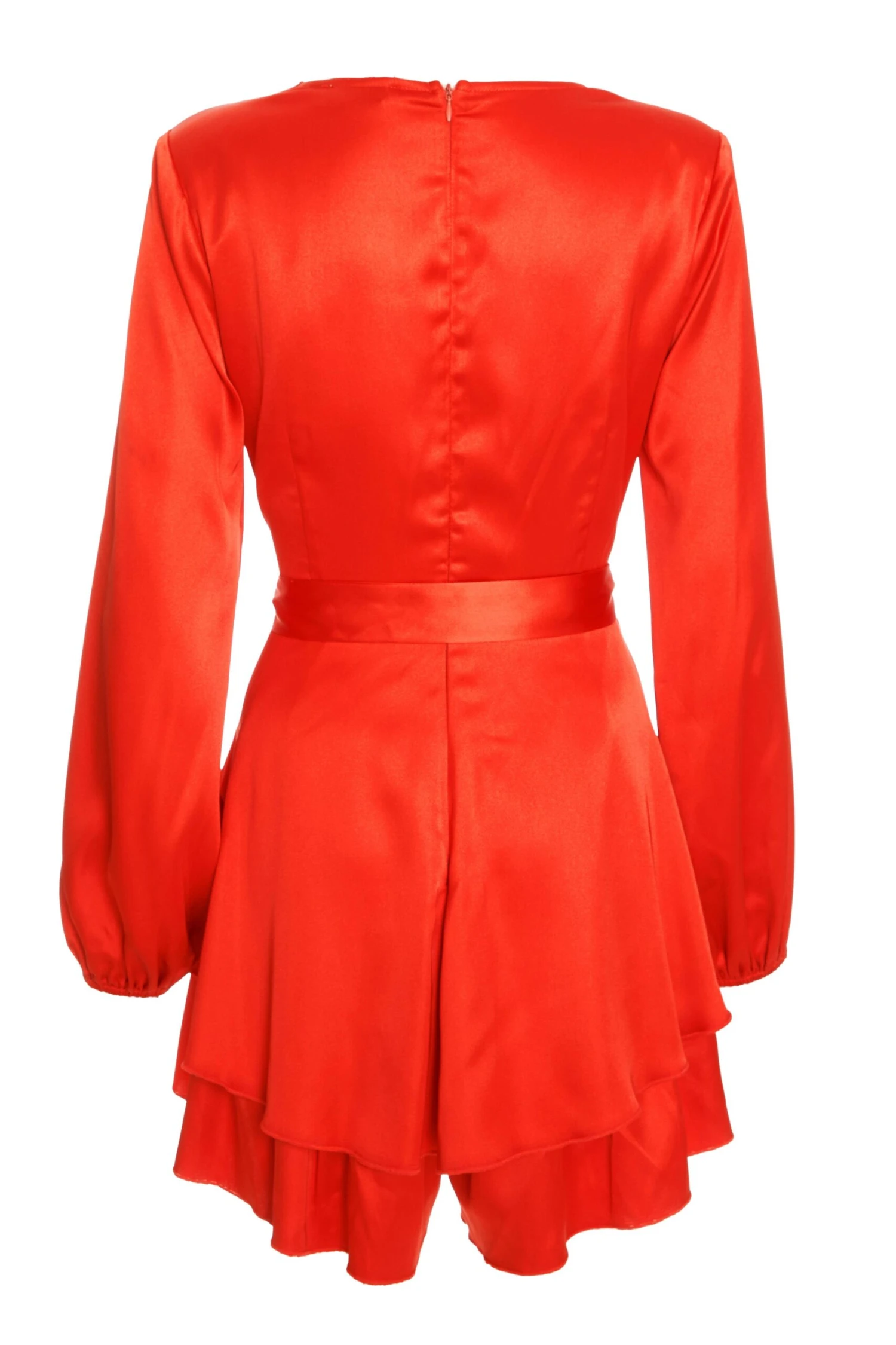 Orange Satin Frill Playsuit 5 Orange Satin Frill Playsuit - Image 5