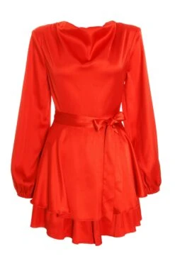 Orange Satin Frill Playsuit