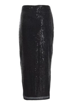 Black Sequin Ruched Midi Skirt 10 Black Sequin Ruched Midi Skirt -Women Clothing Sales Store 00100035714 ZB