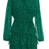 Bottle Green Chiffon Foil Mini Dress 12 Bottle Green Chiffon Foil Mini Dress -Women Clothing Sales Store 00100035760 ZM