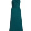 Teal Chiffon Crinkle Halter Neck Midi Dress
