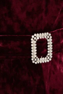 Petite Berry Velvet Palazzo Jumpsuit -Women Clothing Sales Store 00100035786 ZS